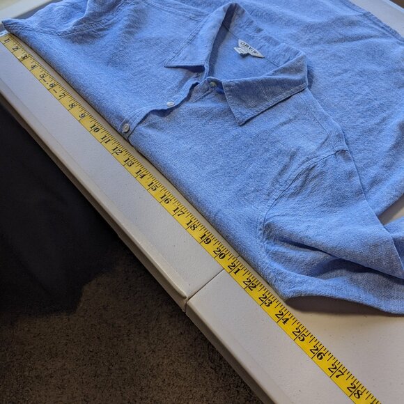 Orvis linen blend long sleeve button down shirt with tab sleeves - Picture 5 of 12